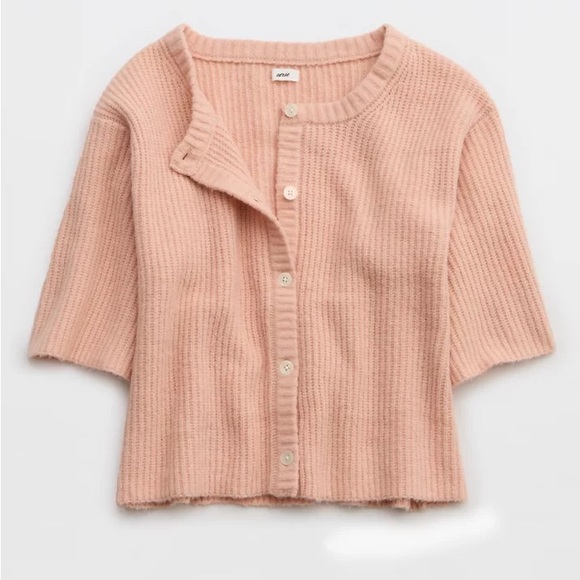 NWT Aerie unREAL Short Sleeve Cardigan- dusty pink - Picture 5 of 6